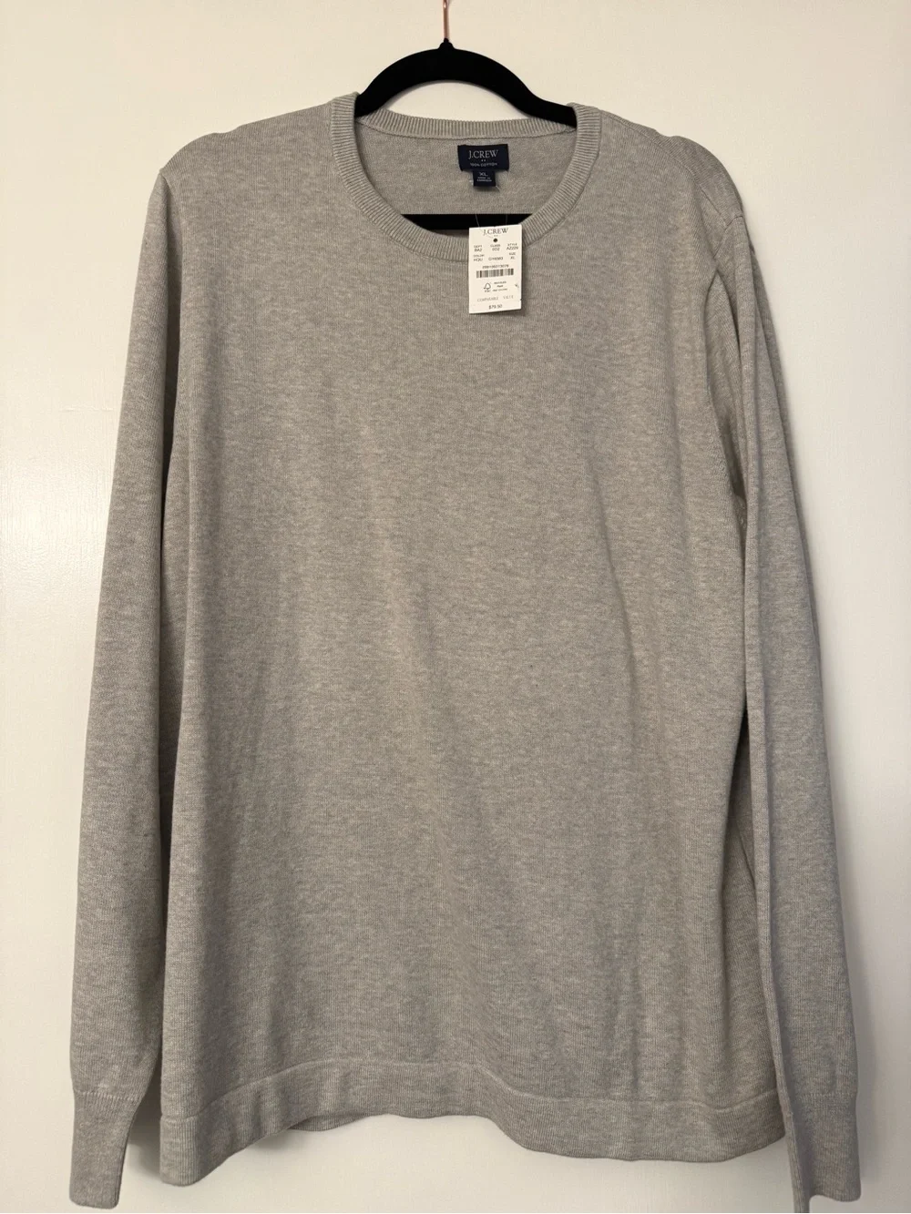 J. Crew Men's Cotton Crewneck Sweater - Heather Gray